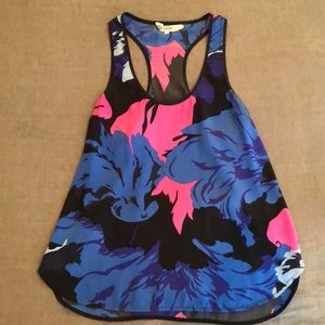 Floral silk Tibi tank top